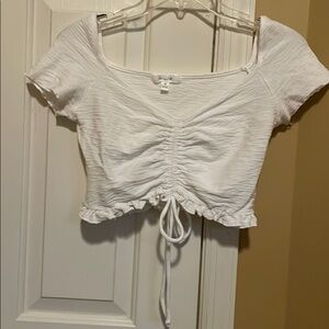 Ruched white crop top